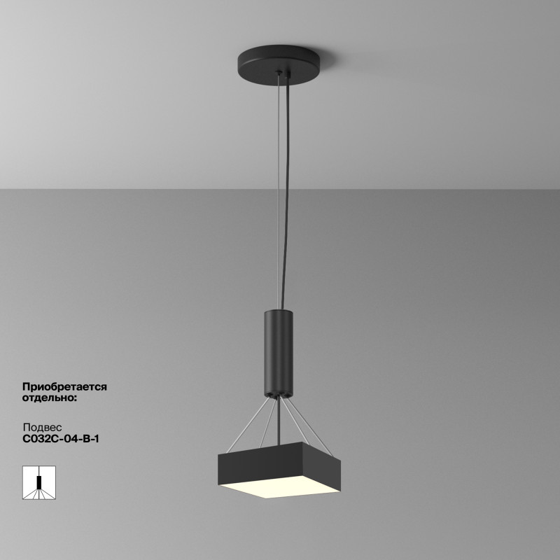 Накладной светильник 22*22*6 см, LED, 24W, 3000К, Maytoni Technical Zon C032CL-24W3K-SQ-B черный
