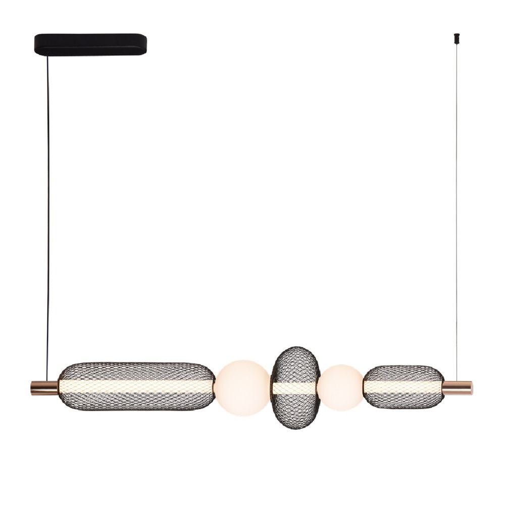 Люстра 114*22*136 см, 5*LED*28W, 3000K Gerhort G52190/5L BK+GD BK+WT, Черный;Золото