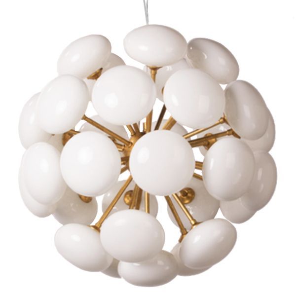 Подвесная люстра Mid-Century Sputnik Milk Glass Chandelier 55*55* см, 31*G9*40W, ImperiumLoft mid-century01, Золотистый