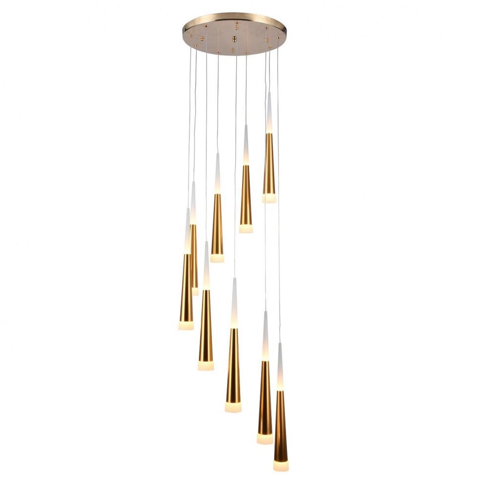 Подвес 40*40*160 см, 9*LED*72W, 3000K Gerhort G52110/9GD GD+WT, Золото