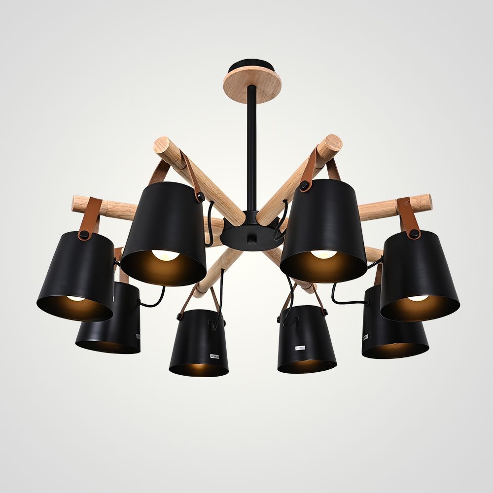Люстра на штанге NATURA C8 black 70*70*100 см, 8*E27*60W, ImperiumLoft NATURA-C01, Чёрный