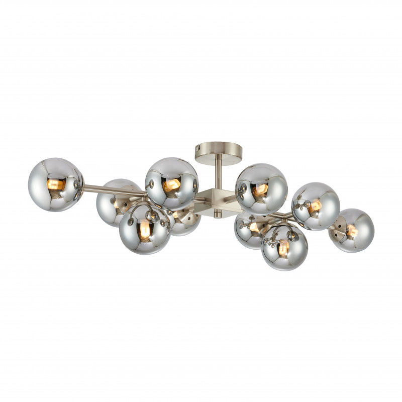 Люстра Favourite Varietas 2650-10U, L810*W430*H235, никель, плафоны из выдувного стекла дымчато-серого цвета