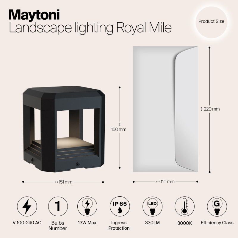 Ландшафтный светодиодный светильник 15 см Maytoni Royal Mile O019FL-L13GR3K