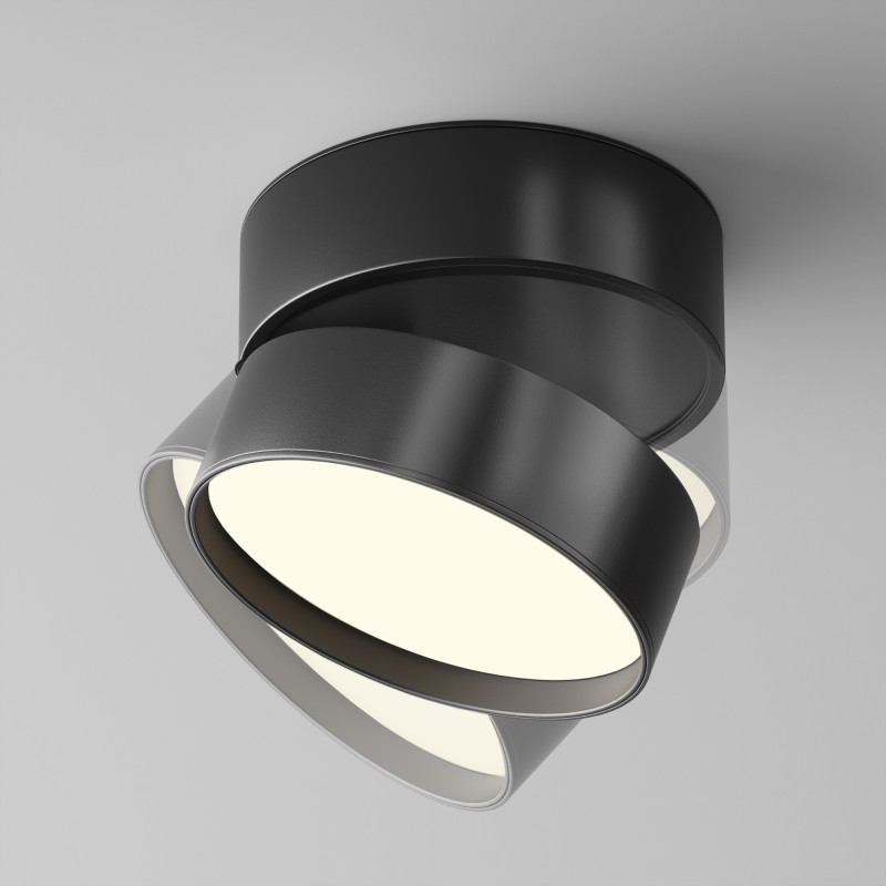 Накладной светильник 12*12*8,2 см, LED, 18W, 4000К, Maytoni Technical ONDA C024CL-18W4K-B-1 черный