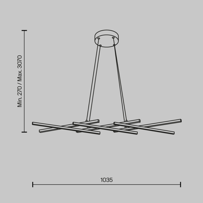 Подвесная люстра 103,5*30*305,7 см, LED, 40W, 3000К, Maytoni Halo MOD244PL-L50BSK латунный