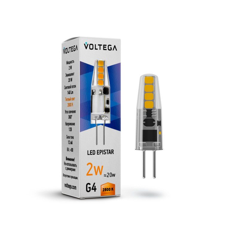7142 Лампа светодиодная  Voltega Simple 2W 140Lm 2800K G4
