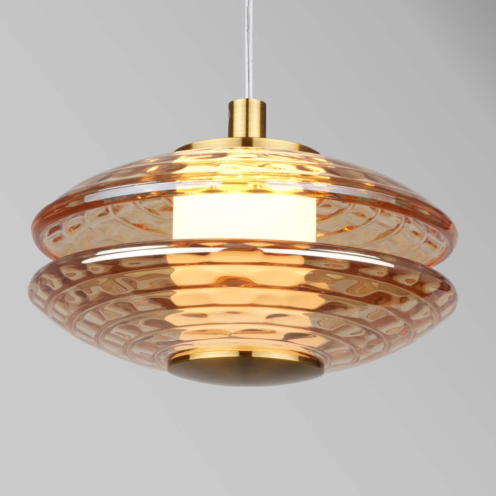 Подвес 15*24,5-144,5 см, 1*LED, 6W, 4000K, Favourite Claros 4641-1P, латунь