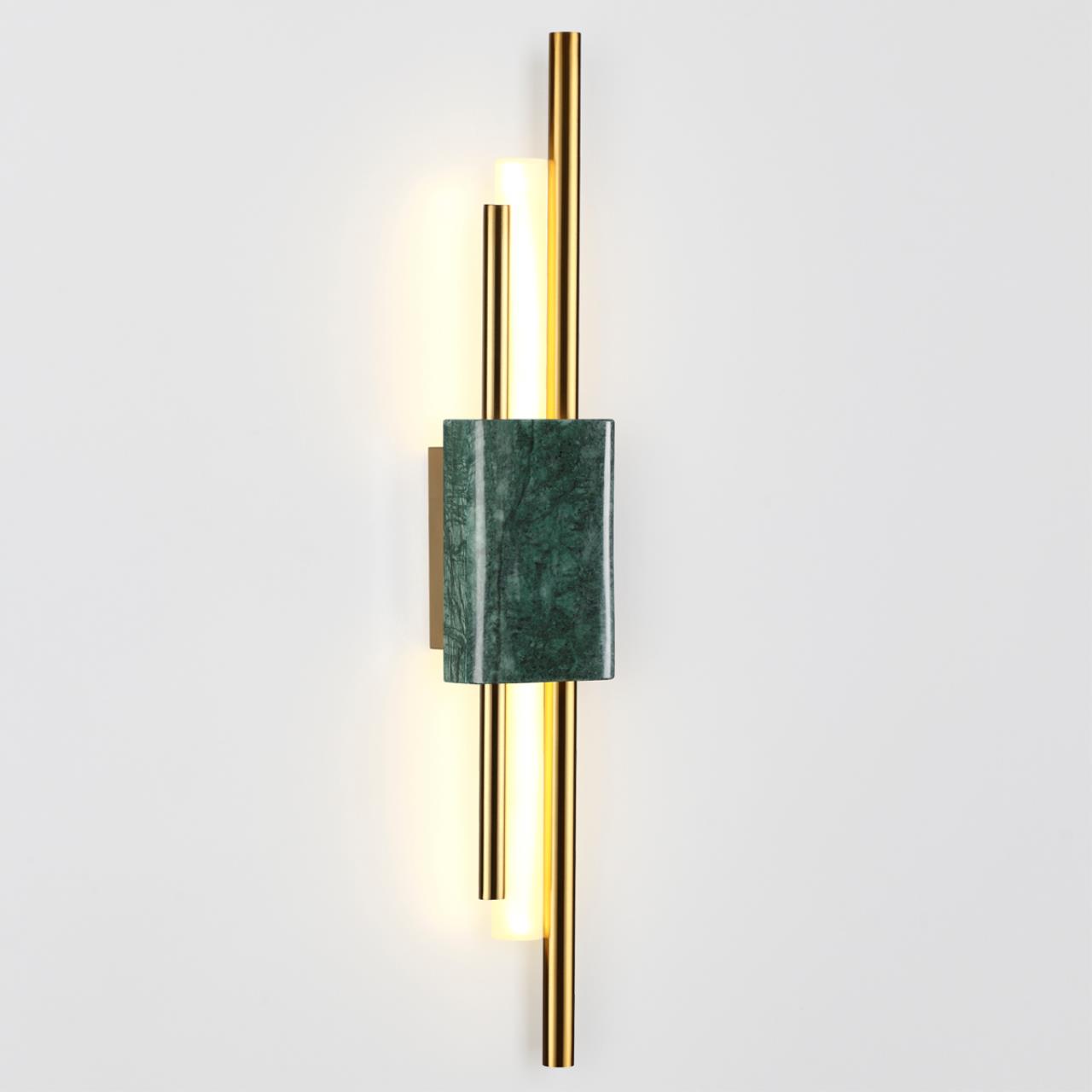 Светодиодный светильник 60 см, 10W, 3000K, Odeon Light MARMI 4360/10WL, золото-изумрудный мрамор