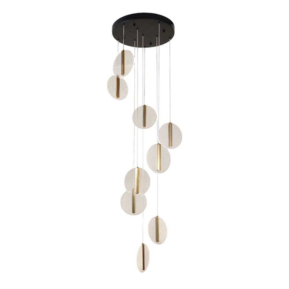 Подвес 40*40*200 см, 9*LED*30W, 3000K Gerhort G52149/9BK COP+CL, Черный