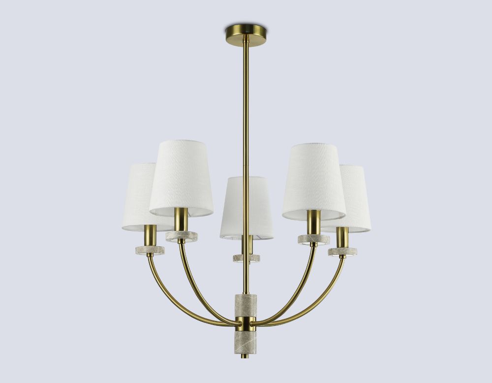Люстра на штанге с абажурами и мрамором **78- см, 5*E14*40W, K, Ambrella Light High Light LH75351, бронза