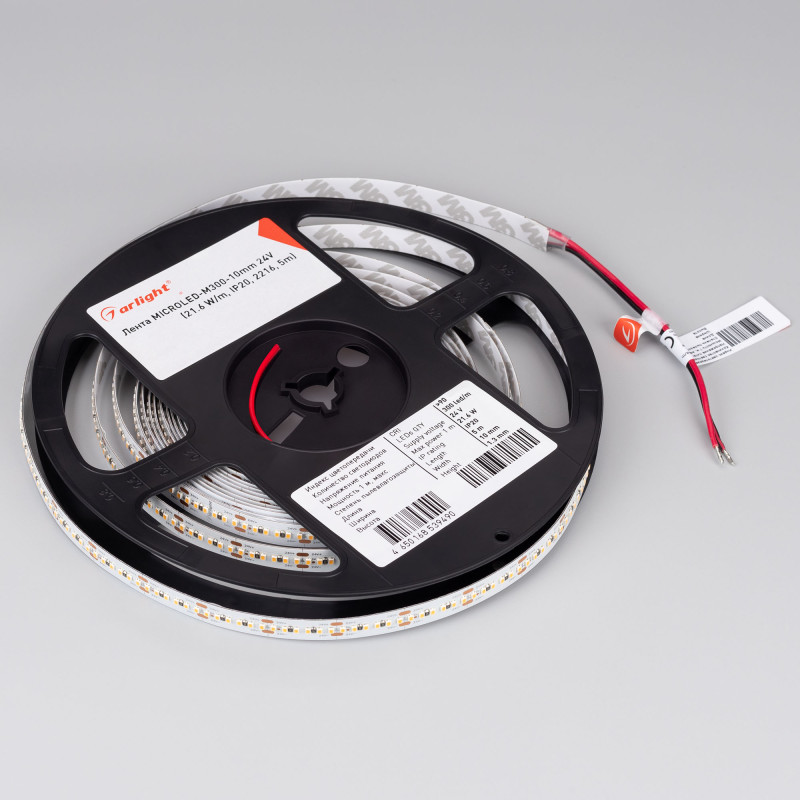 Лента MICROLED-M300-10mm 24V Warm2700 (21.6 W/m, IP20, 2216, 5m) (Arlight, 21.6 Вт/м, IP20) 023591(2). Цена указана за 5 метров. Продается кратно 5 метрам.