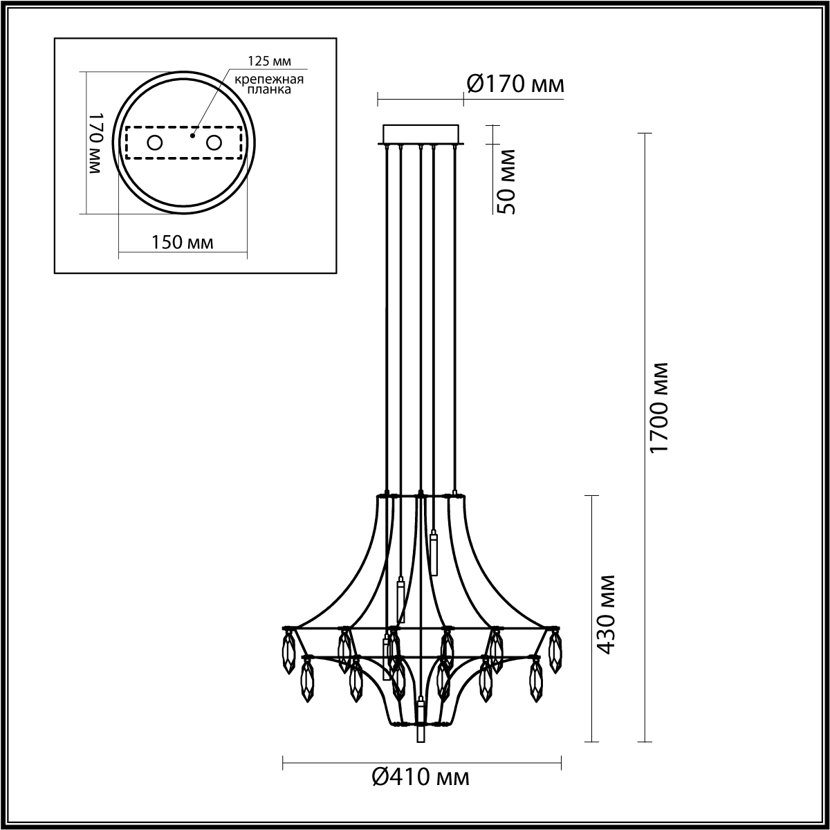 Подвесной светильник 41 см, LED*35W, 4000К, 3150lm Odeon Light Flamenco 7000/35L, золото