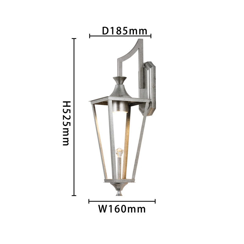 Бра Favourite Lampion 4002-1W, D185*W160*H525, вытянутый античного серебра, грани декоративного хрустального элемента эффектно переливаются в лучах света, лампу GU10 можно менять