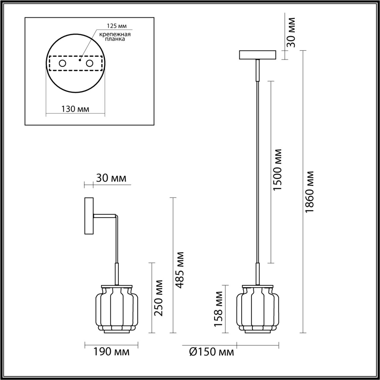 Подвесной светильник  15*15*28-186 см, 1*LED*5W Odeon Light Jam 5408/5L черный