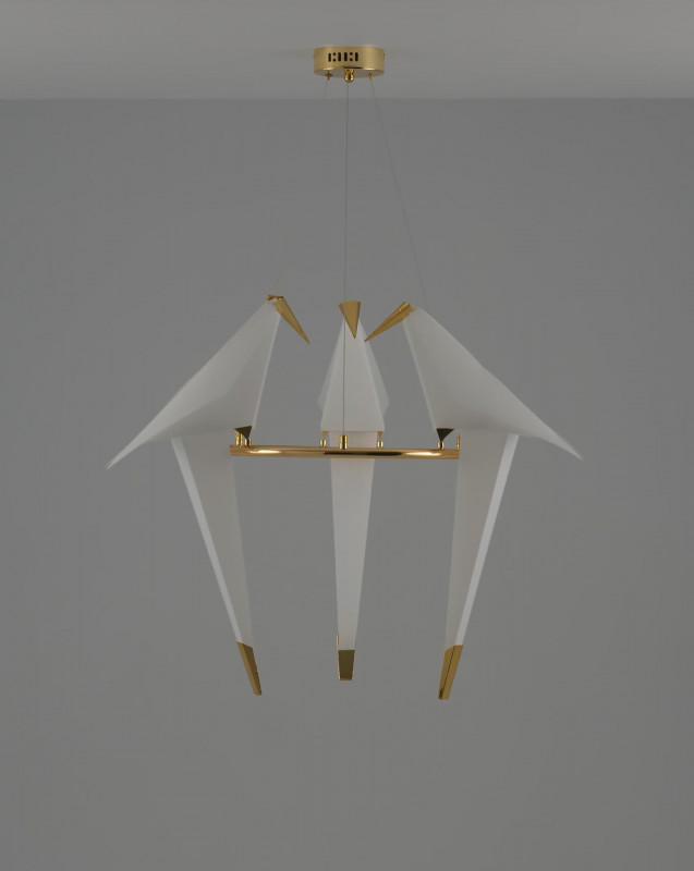 Подвесной светодиодный светильник 85*65 см, LED 54 W, Moderli Birds V3071-3PL Золотой