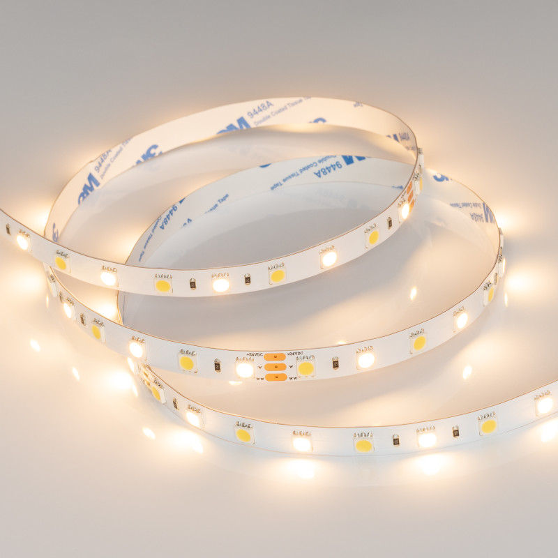 Лента RT-B60-10mm 24V White-MIX (14.4 W/m, IP20, 5060, 5m) (Arlight, Изменяемая ЦТ) 025213(1). Цена указана за 5 метров. Продается кратно 5 метрам.