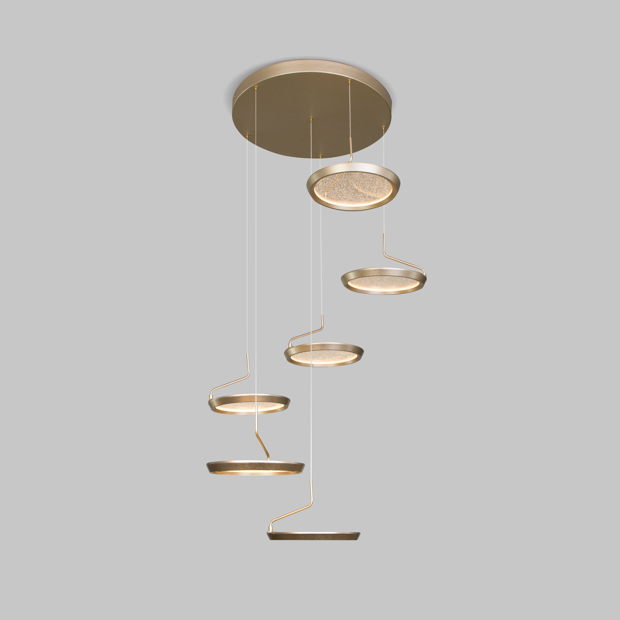 Подвесной светильник 65*65*200 см, LED*75W, 3000K, Eurosvet Crespella 90034/6, золото, a069295