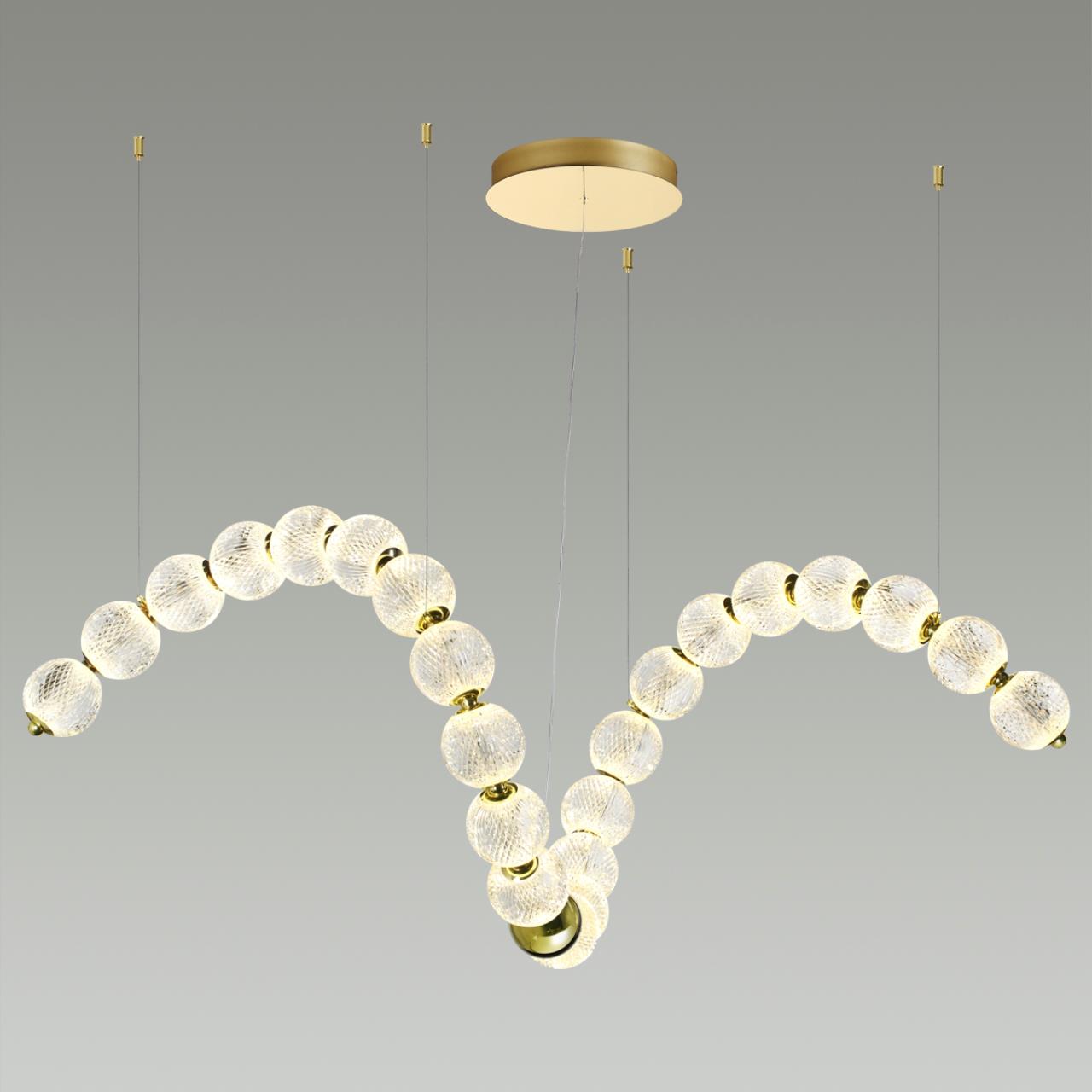 Светодиодный светильник 146 см, 92W, 4000K, Odeon Light CRYSTAL 5008/92L, золото