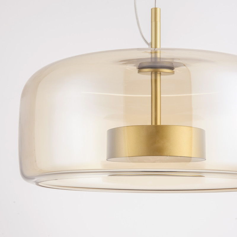 Подвесной светильник 38*180 см, 21W, Favourite Reflex 4235-2P Стекло янтарного цвета, матовое золото и белый акрил