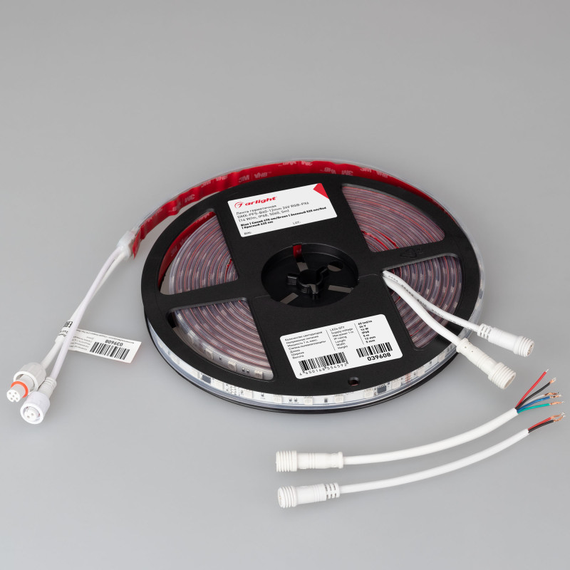 Лента герметичная DMX-PFS-B60-12mm 24V RGB-PX6 (14 W/m, IP68, 5060, 5m), Arlight 039608. Цена указана за 5 метров. Продается кратно 5 метрам.