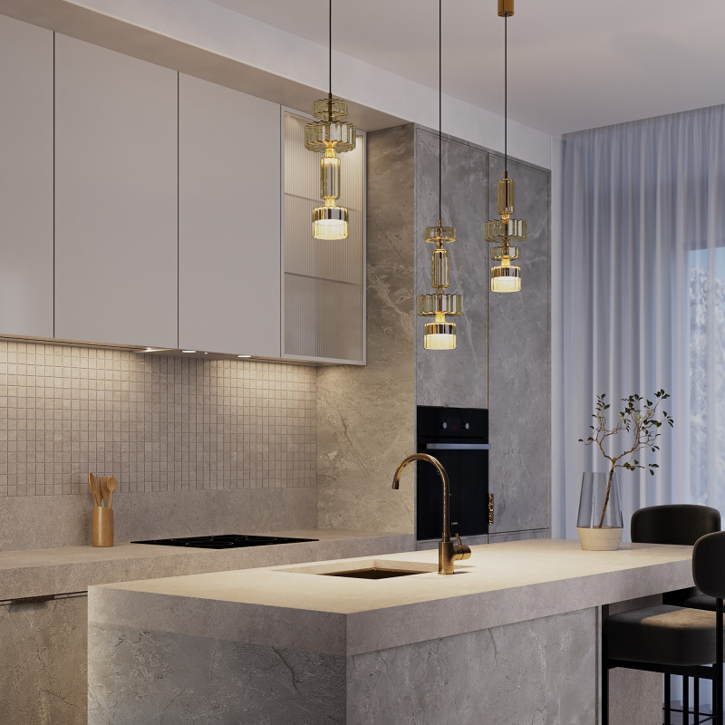 Подвесной светильник 15*15*360 см LED, 12W, 3000К, Maytoni LEVEL MOD253PL-L18BS3K3 латунный