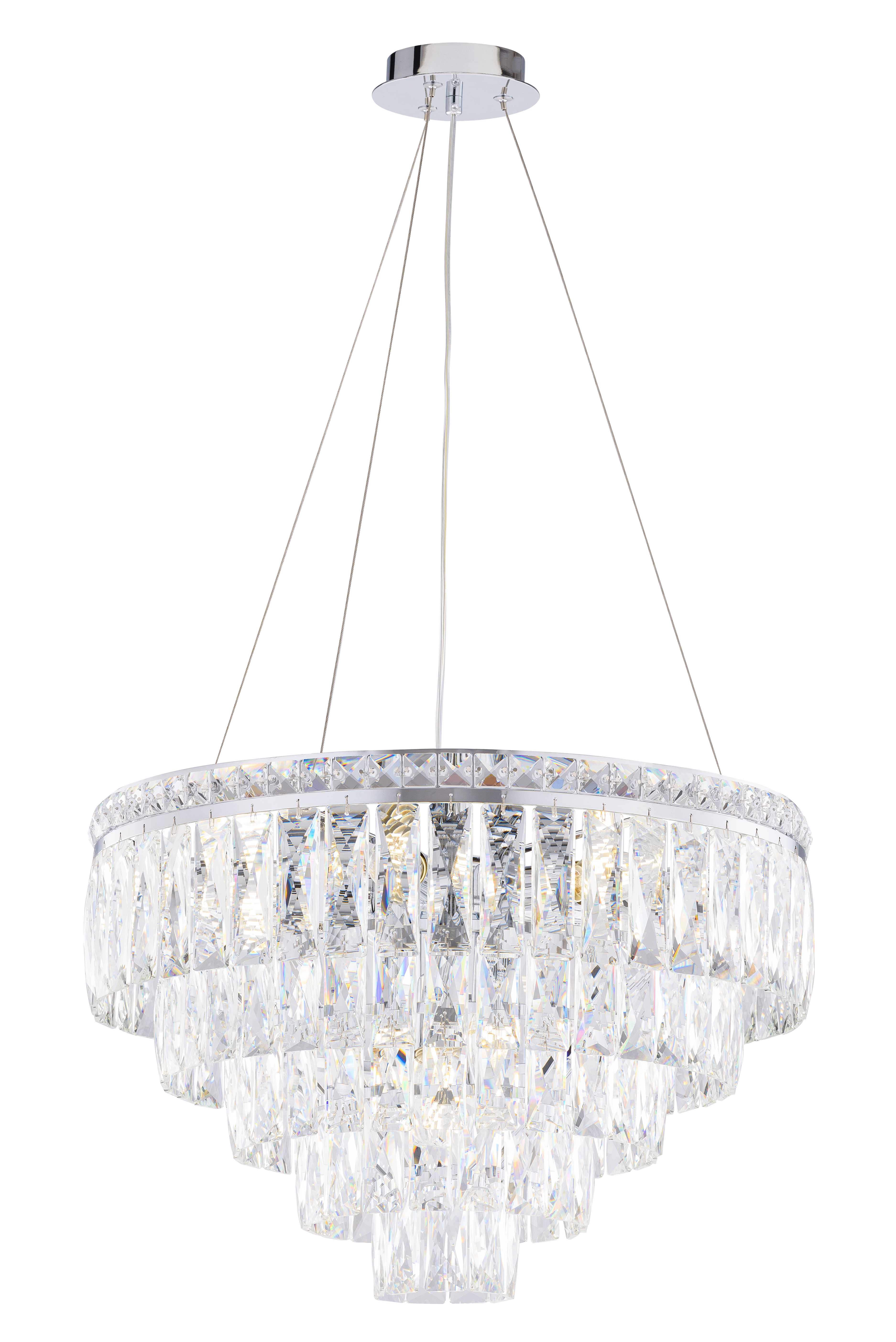 Люстра 500*400-800, 9*E14, 40W NewRgy Cristallo 2785R/9A CHROME+CLEAR, Хром+Прозрачный