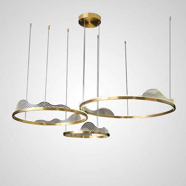 Подвесная люстра HANNA A B D60 D80 D100 3R 106*106*106 см, 3*LED*41W, 3000, 4000, 5000K, ImperiumLoft hanna-a01, Золотистый