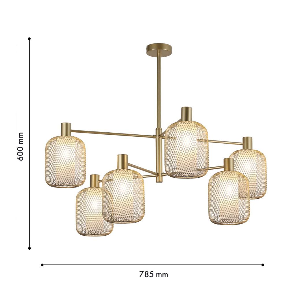 Потолочная люстра 78,5*60 см, 6*E14, 60W, F-Promo Tokri 4603-6C, золотой матовый