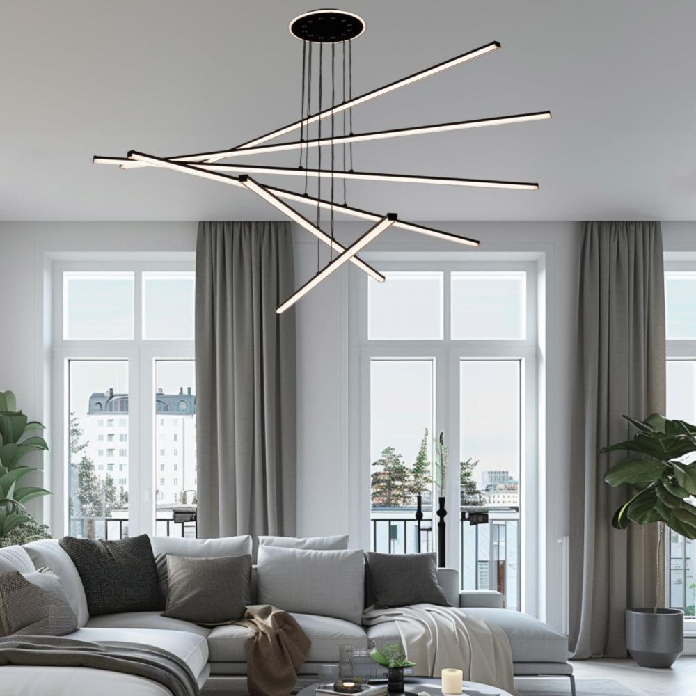 Люстра подвесная 120*21-130 см, LED 200W, 3000-5500K, 18000Lm, 27 м2 Citilux Trent CL203761  с пультом черный матовый