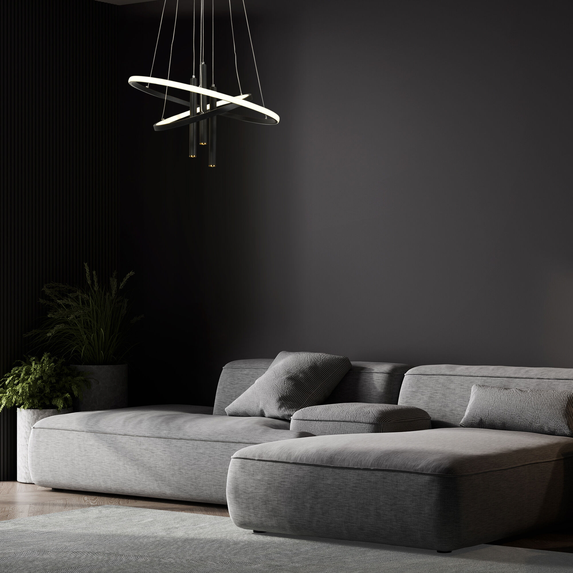 Подвесной светильник 60*60*140 см,  LED*71W, 4200 К, Eurosvet Stroke 90270/3, черный