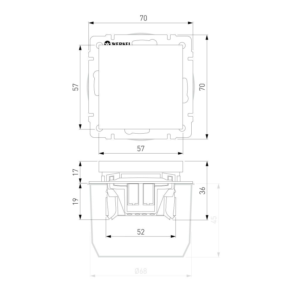 W1210004 Выключатель одноклавишный, дымчатый Werkel, 4690389211874