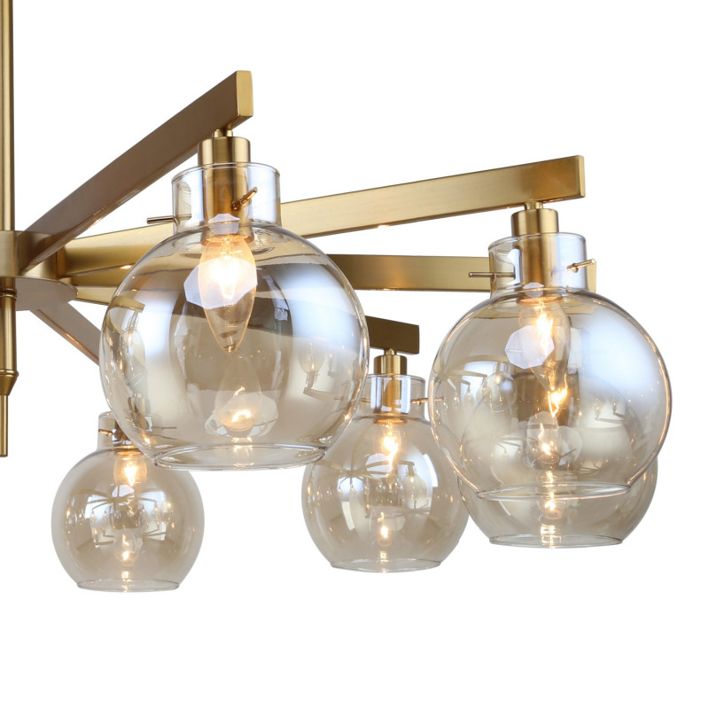 Подвесная люстра Favourite Palear 2775-10P, D1080*H490/1510, латунь, круглые плафоны из стекла коньячного цвета