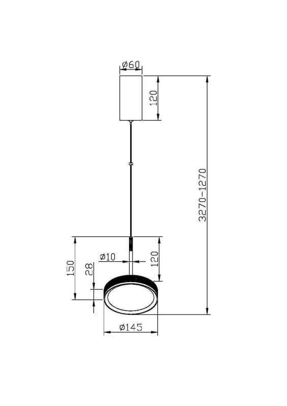 Подвесной светильник 15,3*328 см, LED, 12W, 3000К, Maytoni El MOD041PL-L15G3K черный