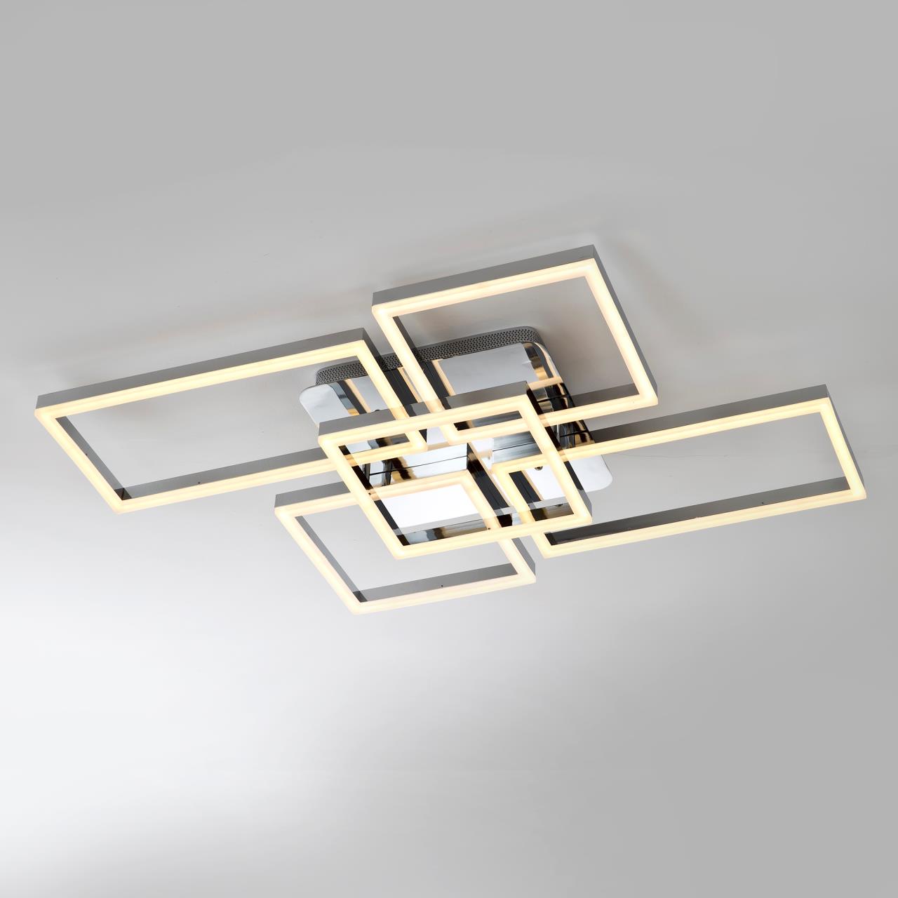 Потолочный cветильник 86*56*10 см, LED 216W, 3000 / 6000K, Хром LED4U L11003-5 CR