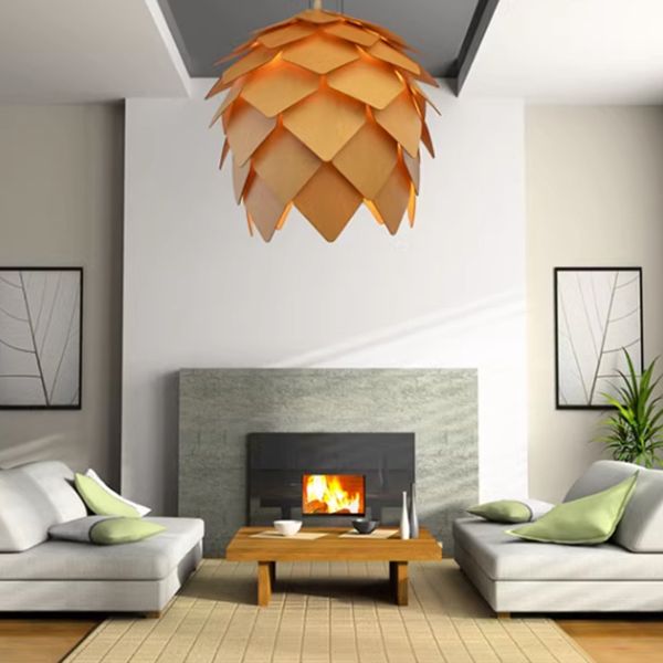 Подвесной светильник Crimea Pine Cone natural wood D20 20*20*20 см, 1*E27*60W, ImperiumLoft 40.51, Коричневый, Красный