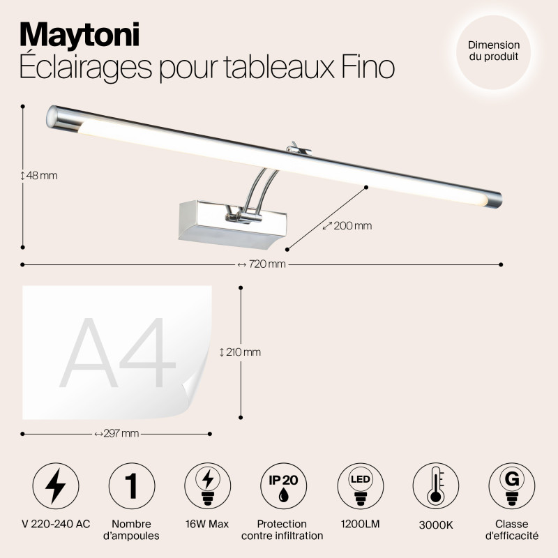 Подсветка 72 см Maytoni Fino MIR003WL-L16CH, хром