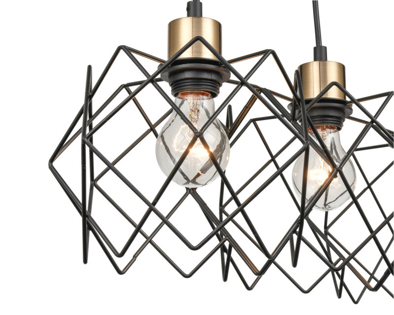 Подвесной светильник 24*58*145 см, 3*E27 черный, золото Vele Luce Scheletro VL6392P03