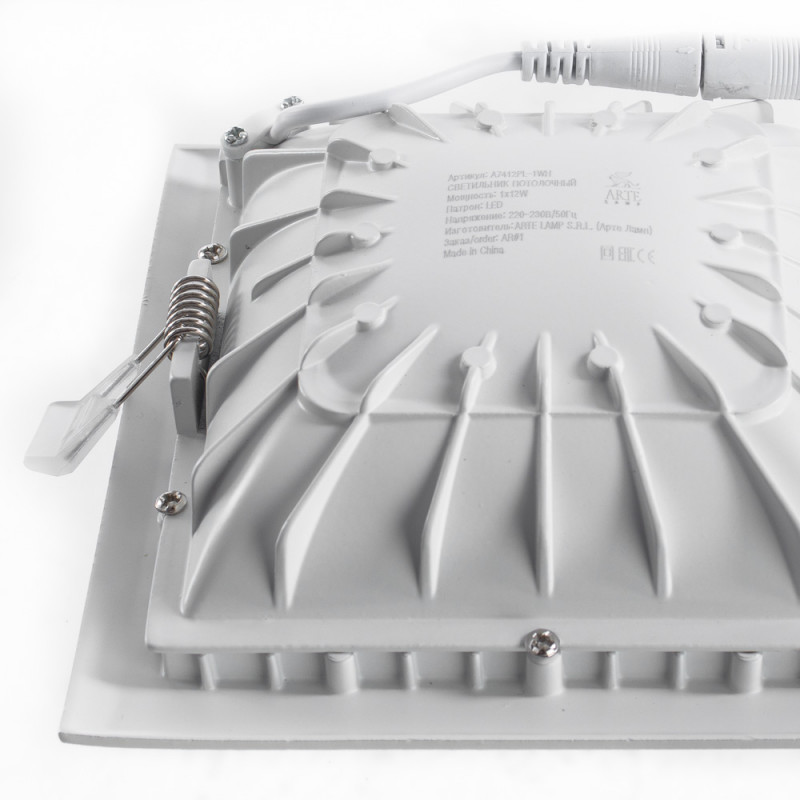 Светильник 15*15 см, 12W, 3000K, белый, теплый свет, Arte Lamp Riflessione A7412PL-1WH, встраиваемый светодиодный