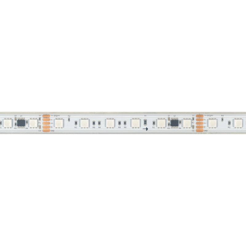 Лента герметичная DMX-PS-B60-15mm 24V RGB-PX6 (15W/m, IP67, 5060, 5m), Arlight 037090. Цена указана за 5 метров. Продается кратно 5 метрам.