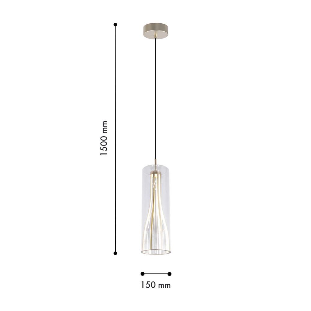 Подвес 15*50-150 см, 1*LED, 20W, 4000K, Favourite Striata 4626-1P, Матовое золото