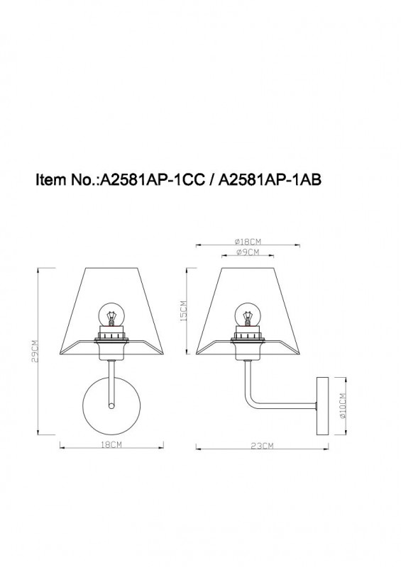 Настенное бра Arte Lamp Elba A2581AP-1AB, античная бронза