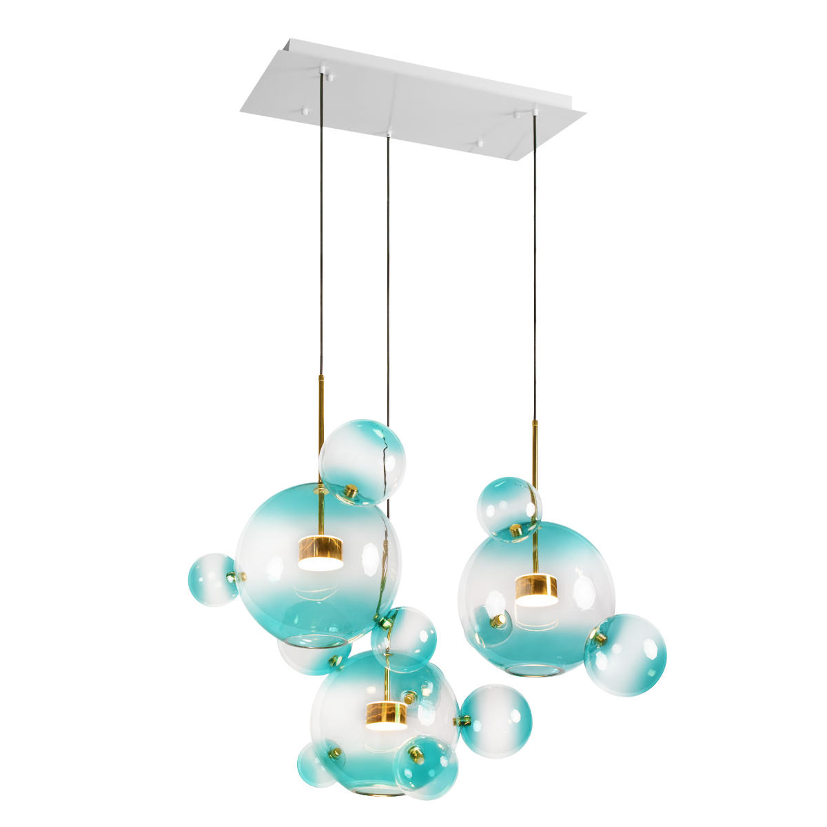 Подвесной светильник 120*60*68 см, 3*LED*10W LOFT IT Bolle 2027-S3 Blue золото