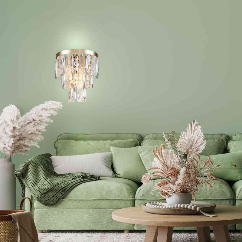 Настенный светильник 220*145*240 мм, 1*E14 золото Indigo Ambra V000397, 12030/1W Gold