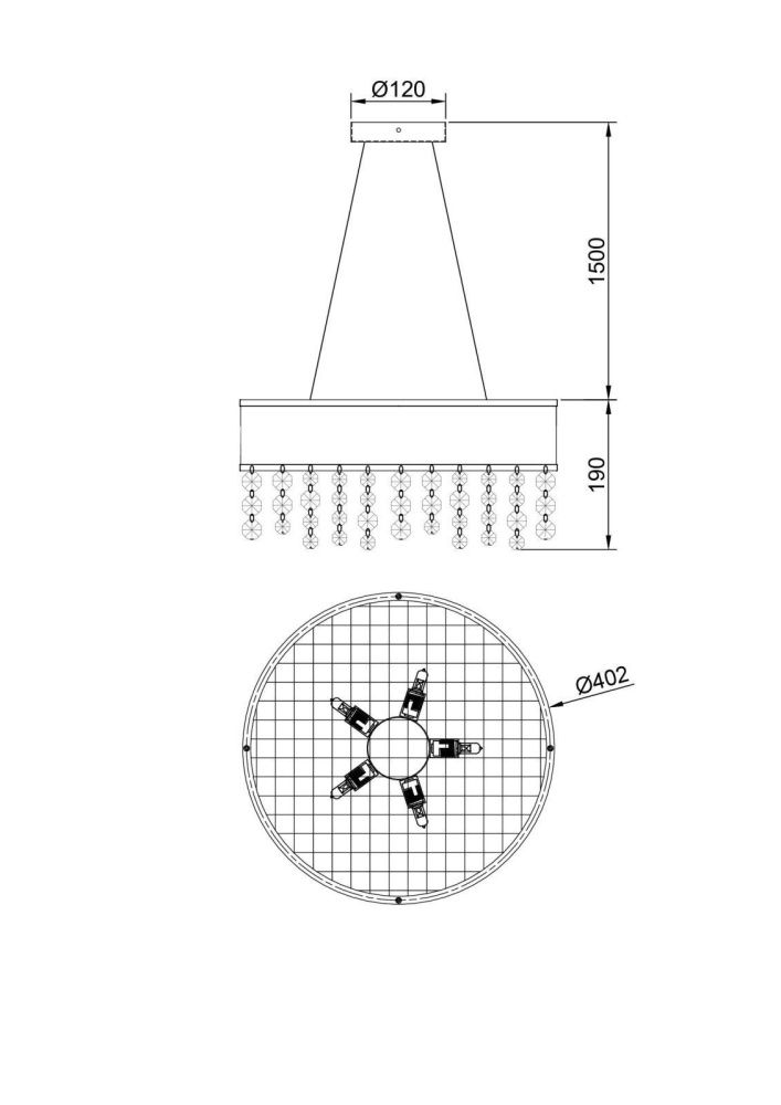 Люстра *40*127 см, 5*G9*20W, Lucia Tucci Fabian fabian 1554.5 gold leaf, золотой