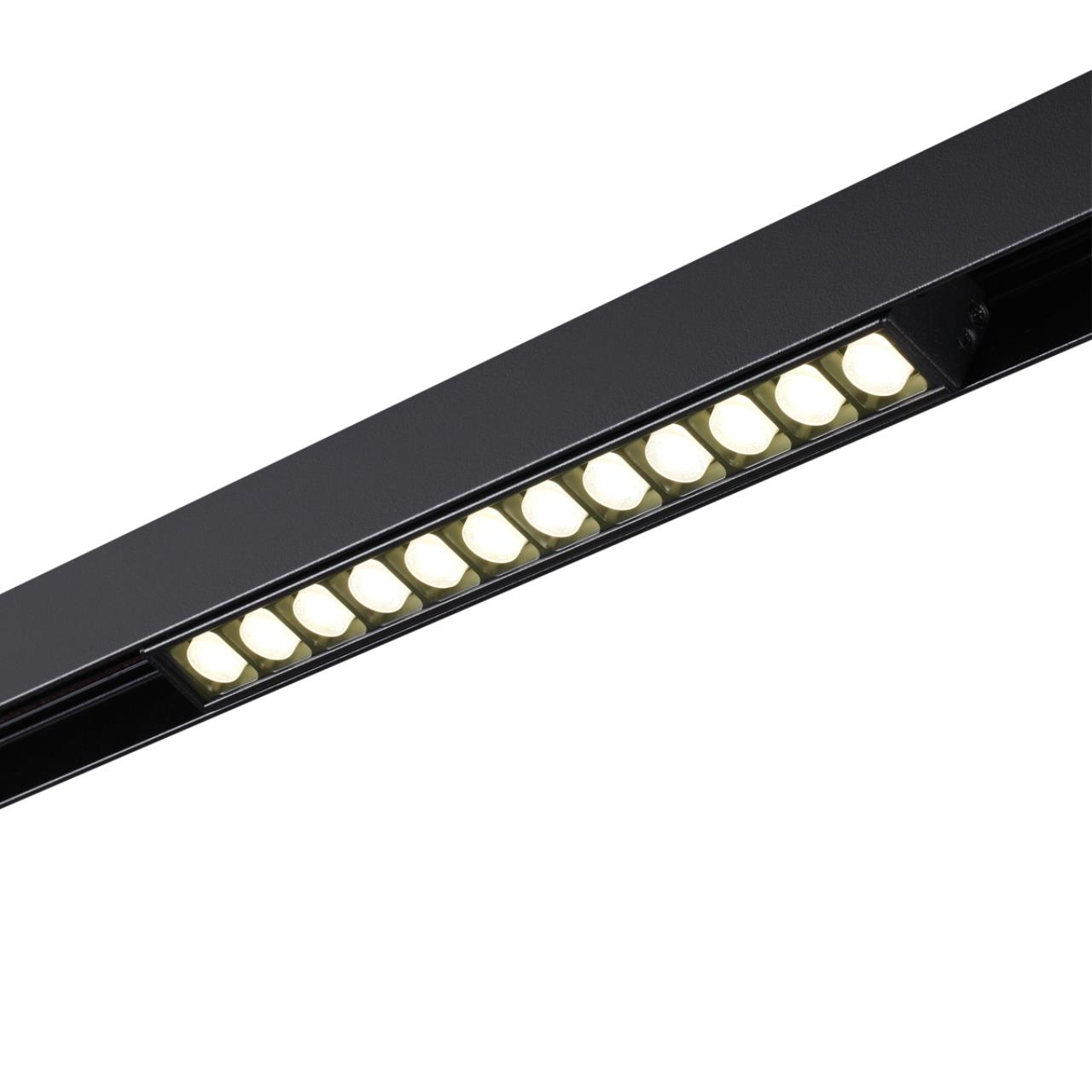 Трековый светильник 25 см, 12W, 4000K для низковольного шинопровода Novotech Flum 358418, черный