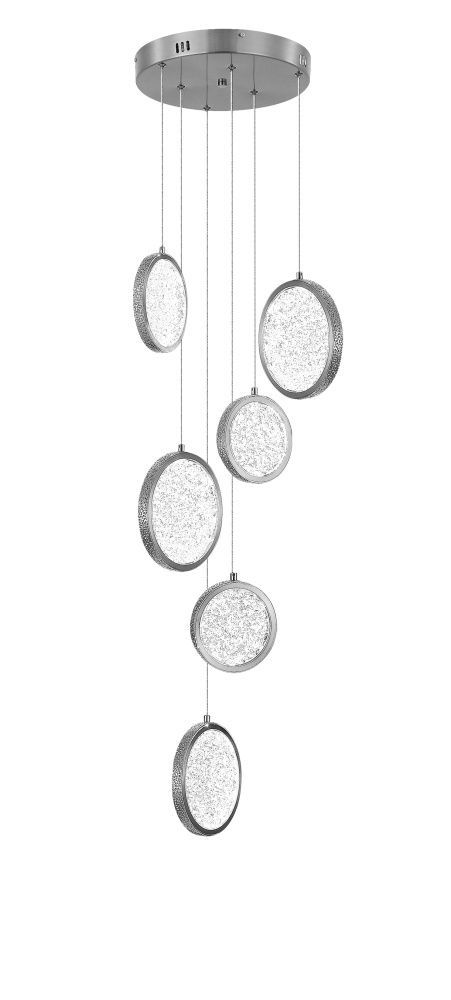 Люстра Ø300 x H2000, мм, 60W 4000K, CHROME (Хром) NewRgy D2061-DW-6 CHROME