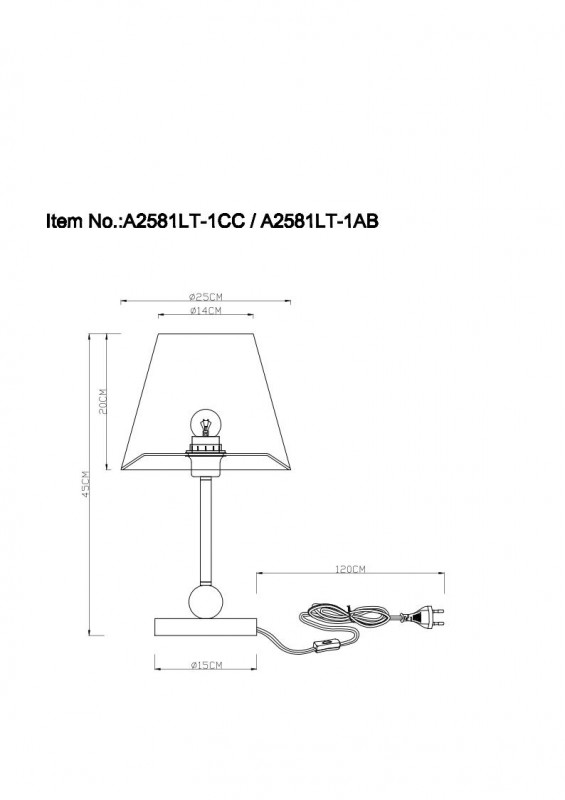 Настольная лампа Arte Lamp Elba A2581LT-1AB, античная бронза