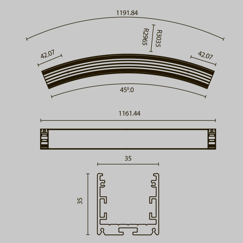 Радиусный профиль Maytoni Led strip ALM-3535R-B-D-45°-3M, черный