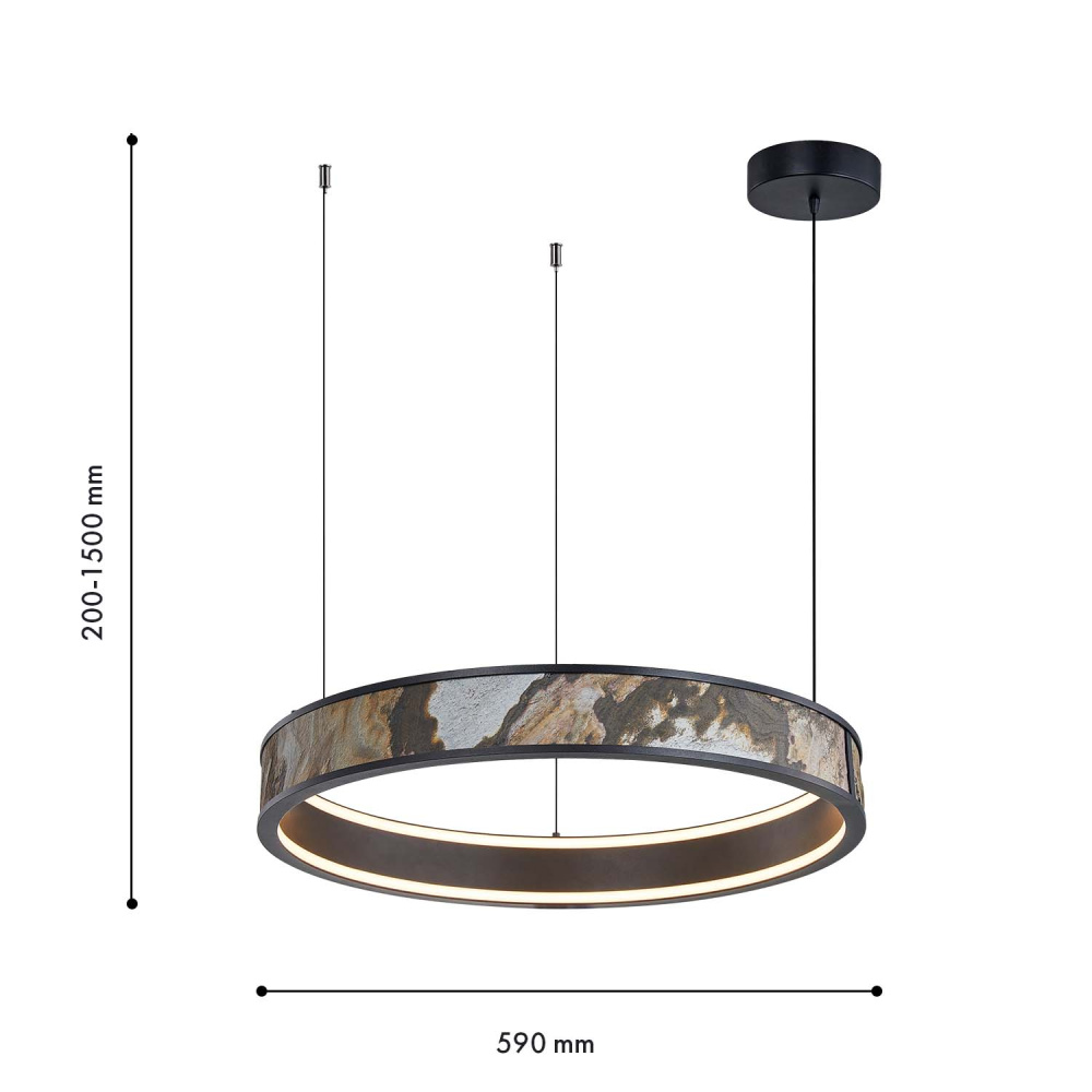 Подвесная люстра 59*20-150 см, 1*LED, 40W, 4000K, Favourite Lago 4598-1P, черный матовый