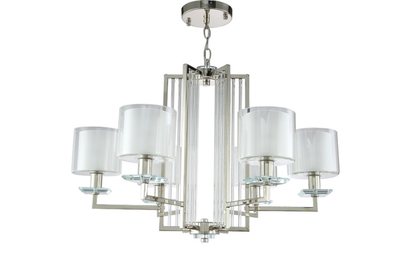 Люстра 74 см, Crystal Lux NICOLAS SP-PL6 NICKEL/WHITE никель/прозрачный